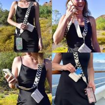 Verstellbarer Umhängetaschen-Telefon-Lanyard-Gurt mit Reißverschluss, Anti-Verlust-Seil, Handy-Schulterhals mit Brieftasche, Aufbewahrungstasche