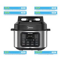 Midea 9-in-1 Multi Cooker, 6L con 12 funzioni di cottura pentola a pressione (fornello lento e riso,