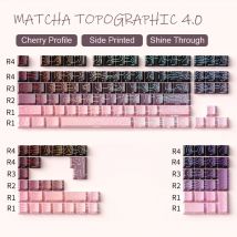 Cherry Profile PBT Double Shot Tastenkappen Blackberry Topographic 4.0 Side Print RGB-Tastenkappen mit Hintergrundbeleuchtung für MX Switches Gaming-Tastatur