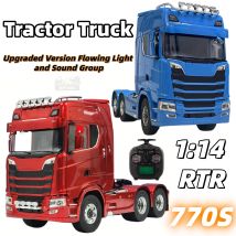770S RTR 6x6 Flowing Light Upgraded Version Nooxio Red Box Sound Group Trailer Tractor For Scania 1/14 RC  Remote Control Model
