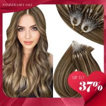 VeSunny Remy Micro Loop Human Hair Extensions Micro Beads Hair Silky Soft Micro Ring Hair Extensions 1g/strand 50g