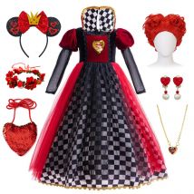 Disfraz de fiesta de Halloween para niñas, vestido de Reina Roja, ropa para niños, trajes de Carnaval de manga larga de bruja, disfraces de disfraces para niños