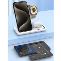 3 In 1 Wireless Charger Stand LED Light Foldable Fast Charging Dock Station For iPhone 16 15 14 13 12 iWatch 10-1 SE Airpods Pro