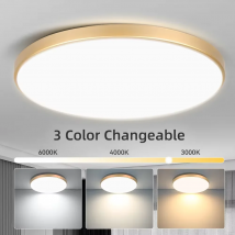 Golden Led Ceiling Lamp 220V Dustproof Ceiling Panel Lamp Indoor Bathroom Lamp for Living Room Decor Ultra-thin Ceiling Lights