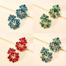 Damen Luxus Vintage Geometrisch Glänzendes Glas Charm Baumeln Ohrringe Mode Anhänger Ohr Zubehör für Party Schmuck