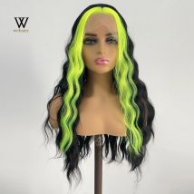 Webster Synthetische Spitze Front Perücke Lange Wasser Welle Vor Gezupft Haaransatz Spitze Perücken Für Frauen Highlight Blonde Schwarz Perücken Cosplay