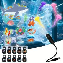 Ocean LED Projector Light 360° Rotation Adjustable USB Plug-in Night Light More Pattern Designs for Walls Ceilings Best Gift
