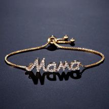 Exquisites Mama-Buchstaben-Armband für Frauen, funkelnder Kristall-Zirkon, verstellbare Kette, Armreif, Muttertag, Mutter, Geburtstag, Schmuck, Geschenk