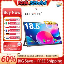 UPERFECT 18.5 pulgadas Monitor LCD IPS con velocidad de actualización de 120Hz 1080p FHD HDR Pantalla de computadora portátil Pantalla HDMI USB C Pantalla externa con altavoces duales giratorios VESA