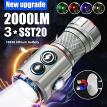 USB wiederauf ladbare Taschenlampe Upgrade RGB Seiten lampe 3 LED Taschenlampe Lumen IP68 wasserdicht mit Magnet für Wander camping