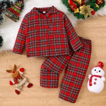 Herbst Neue 2-6 Jahre Alte Jungen und Mädchen Anzug Karierten Kragen Langarm Pyjamas Nachtwäsche Hause Kleidung Weihnachten