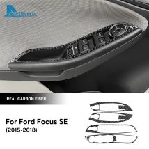 Real Soft Carbon Fiber Sticker For Ford Focus SE RS ST Ecoboost 2012-2015 2016 2017 2018 LHD Car Window Lift Button Panel Trim