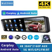 11,26 Zoll 4K 2160P Dash Cam Carplay Android Auto Auto DVR Dual Lens Wifi GPS BT FM Video Drive Recorder Stream Spiegel Dashcam Kamera