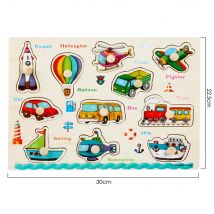 30cm Baby Toys Montessori Wooden Puzzle Hand Grab Board Educational Wood Puzzles for Kids Cartoon Animal Vehicle Child Gift