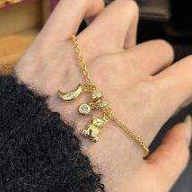 ENSHIR Bär Mond Perlen Anhänger Halskette für Frauen Neue Schlüsselbein kette Zarte Schmuck Geschenk Großhandel