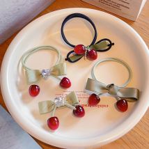 2024 neue Kinder süße Kirsche hoch elastische Haar bänder Baby Mädchen niedlichen Bowknot Ornament Haars pangen Haarnadeln Kinder Haarschmuck