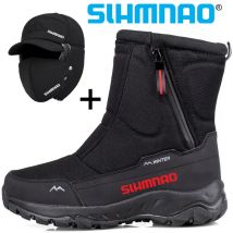 2025 Waterproof Fishing Men's Boots, Winter Warm Wool and Ankle Boots, Sweat Proof and Odor Proof High Top Warm Ski Boots+hat