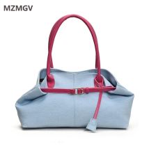 2025, Denim-Umhängetasche für Damen, neue modische Kontrastfarbe, Achseltasche, große Kapazität, Pendler-Handtasche, Tragetasche, Luxus-Tasche für Damen