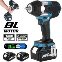 Avvitatore a percussione senza spazzole 1800N.M 1/2" per Makita 18V, utensile elettrico a batteria con batteria al litio, pistola per bulloni dado resistente