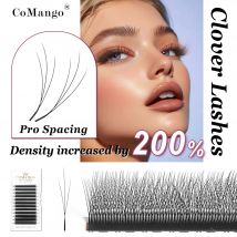 CoMango 3D W Spark Clover Wimpern, russische Volumen-Wimpernverlängerung im 3D-Stil, vorgefertigte Fächer, Kunstmink-Wimpern