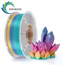 KINGROON Seta PLA Plastica 1 kg 1,75 mm, Nuovo Filamento per stampante 3D sfumato multicolore Arcobaleno PLA Colore Chnage, Bobina trasparente