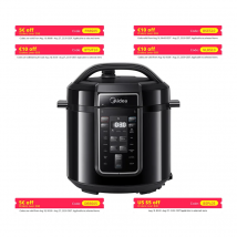 Midea Autocuiseur Électrique Rapide 9-en-1, 12 programas Preéfinis, Multicuiseur Inox Instantané, Pot Antiadhésif,6L, Noir