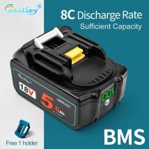 Waitley BL1850 18 V 5.0Ah batteria di ricambio per utensile elettrico Makita 5000mah BL1840 BL1860 batteria con Display a LED 18 v 5A