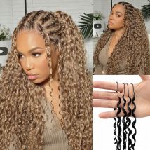 Blonde Feder-Häkelbündel aus Echthaar, Knotenlose Loose Deep Wave Extensions, Leichtgewichtige Vorgestylte Häkelhaare für Zöpfe