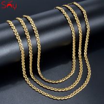Sonniger Schmuck HipHop Punk Bordstein kubanische Halskette für Männer 18 Karat Gold Farbe italienisches Kupfer Frauen Halskette Halskette Hochzeits schmuck