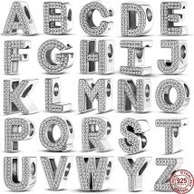 PANDACH New 925 Sterling Silver 26 letters Alphabet A Charm Bead Fit Pan 925 Original Bracelets Pendant Silver DIY Jewelry