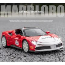 1:32 Ferrari SF90 Sportwagen, Druckguss-Metalllegierung, Modellauto, Sound, Licht, Rückzug, Sammlung, Spielzeug, Geschenke