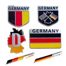 3D Metal Germany German National Flag Badge Car Front Grill Grille Emblem Sticker Racing Sports Decal for VW Benz BMW Audi Sline