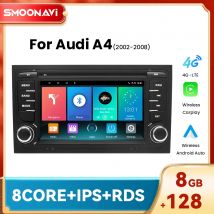 AI Voice Wireless Carplay Lettore multimediale per auto Android14 per Audi A4 2002-2007 S4 RS4 B6 B8 B7 4G Wifi Radio Navigazione IPS GPS