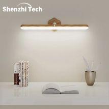 Luce notturna a LED in legno Luci di riempimento anteriori a specchio portatili Lampada da parete magnetica ricaricabile per l'arredamento del comodino della camera da letto con interruttore tattile