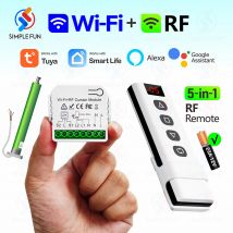 Interruttore per tapparella per tende wireless Tuya, modulo intelligente WiFi RF per tende da sole, telecomando 5 in 1, funziona con Alexa Google Home