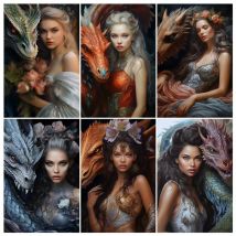 Diy Diamant Mosaik Frau und Drache Diamant Malerei Drachen Prinzessin Volle Runde Bohrer Landschaft wohnkultur Strass Bilder