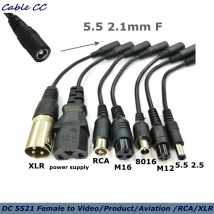 DC Adapter Converter Plug 5.5mm*2.1mm Female to XLR 3Pin 5.5*2.5MM 8.0x1.6MM Adapter Connector