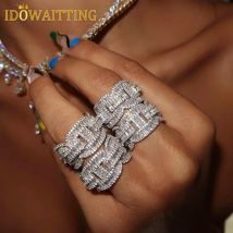 2025 Neu Kommen 5A Zirkonia Iced Out Bling Rechteck CZ Engagement Voll CZ Eternity Band Ring Für Frauen Männer Hip Hop schmuck