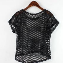 Itachi-Anime Hinata Cosplay Kostüme Akatsuki Uchiha Unterwäsche Ninja Tops Mesh Kurzes T-shirt Tsunade Angeln mesh