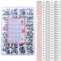 480 Stück 24 Arten NPN PNP Transistor Sortiment Kit Pack 2N2222 S8050 S9014 2N3906 BC327 BC337 BC517 BC547 BC548 BC549 BC550 BC558