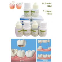 20g*3+16ml*3 Dental Glass Ionomer Cement Permanent Restoration Fillings for Teeth Crown Bridge Extra Strong Adhesive Materials