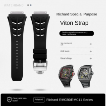 Original Interface Replacement Richard Mille RM30M/055/35 Rubber Watch Strap - Imported Fluoroelastomer Band with Steel Buckle