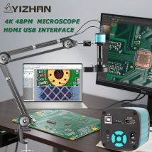 Mikroskop elektroniczny cyfrowy YIZHAN 48MP 4K do lutowania, kamera HD 1080P HDMI, oprogramowanie USB, obiektyw 1-150x, ulepszone ramię przegubowe.