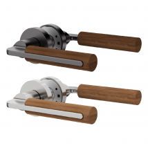 Viladepot Zinc Alloy Door Handle Wood Handle Lever Round Base Bedroom Bathroom Without Lock Body