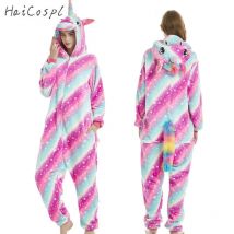 Tiere Einhorn Kigurumi Kostüm Erwachsene Mädchen Kinder Einhorn Onesie Flanell Frauen Anime Overall Verkleidung Einteiliger Anzug