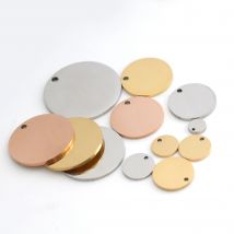DOOYIO 20 unids/lote de dijes circulares en blanco de acero inoxidable pulido con espejo, Size8-30mm para hacer joyería DIY, collar con letras