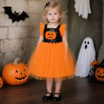 Pailletten Kürbis Halloween Baby Mädchen Kleid Cosplay Halloween Weihnachten Kostüm Kleinkind 1. Geburtstag Kleider Tüll Hochzeitskleid