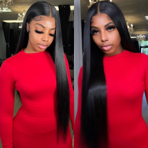 220% 30 Parrucche per capelli umani diritte con osso senza colla da 36 pollici 13x6 HD Parrucca frontale in pizzo trasparente Parrucche brasiliane Wear And Go per le donne
