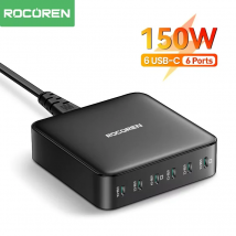 Rocoren 150 W USB Typ C Ladegerät Schnellladung 6 Ports Desktop Ladegerät Kraftwerk für iPhone 16 15 Pro Max Xiaomi 14 Samsung