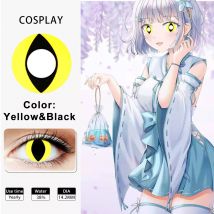 VISUASHOW Myopia Color Contact Lenses 2 Pcs Half Year Anime Cosplay Colored Contact Lenses CAT Eye Lens Makeup Beauty Cosmetic